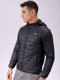 The Indian Garage Co Men Zip-Front Puffer Jacket with Detachable Hood