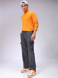 The Indian Garage Co Men Textured Loose Fit Cargos Trousers