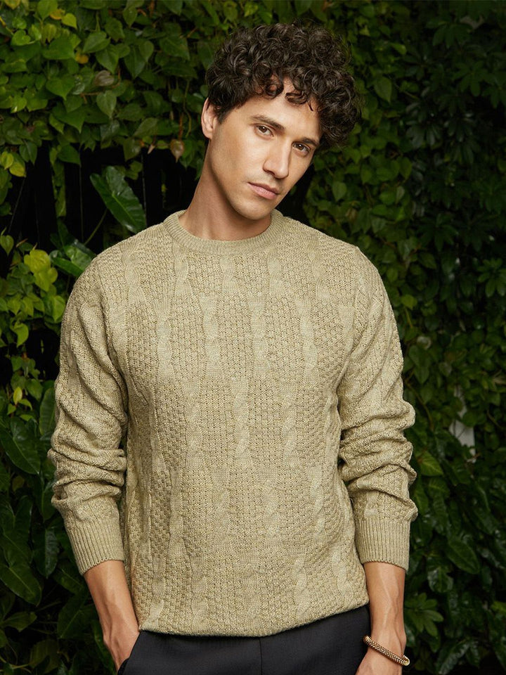 Campus Sutra Men Round Neck Pullover Sweaters