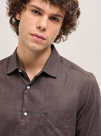 THE BEAR HOUSE Men Spread Collar Geometric Printed Cotton Tailored Fit Formal Shirt