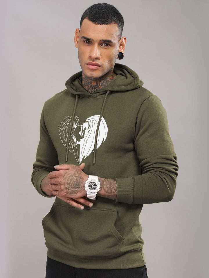 ADRO Men Graphic Printed Hooded Pullover Sweatshirt