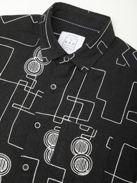 VASTRADO Men Classic Spread Collar Textured Cotton Slim Fit Casual Shirt