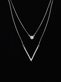 PANASH 925 Sterling Perak Kalung Berkembar Berlapis Rhodium Berlapis CZ