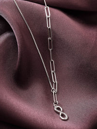 PANASH 925 Sterling Silver Rhodium-Plated Cubic Zirconia-Studded Classic Necklace