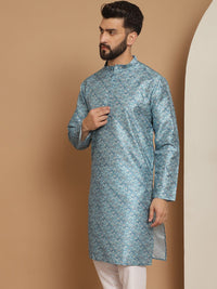 Anouk Men Blue Thread Work Pathani Kurta