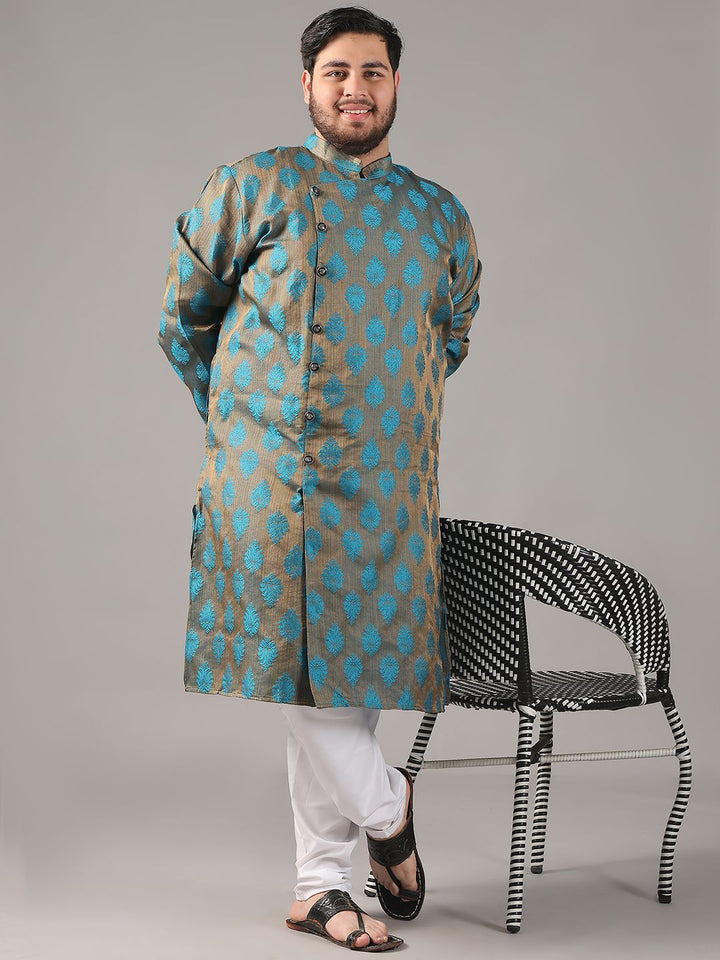 SOJANYA PLUS Plus Size Men Ethnic Motifs Woven Design Straight Kurta With Pyjamas