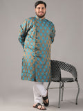 SOJANYA PLUS Plus Size Men Ethnic Motifs Woven Design Straight Kurta With Pyjamas