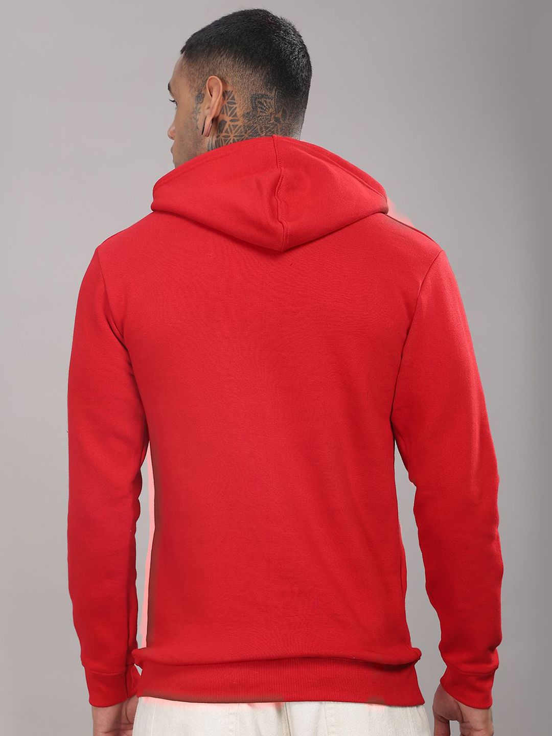 ADRO Men Typography Printed Hood Cotton Pullover Ribbed Sweatshirt