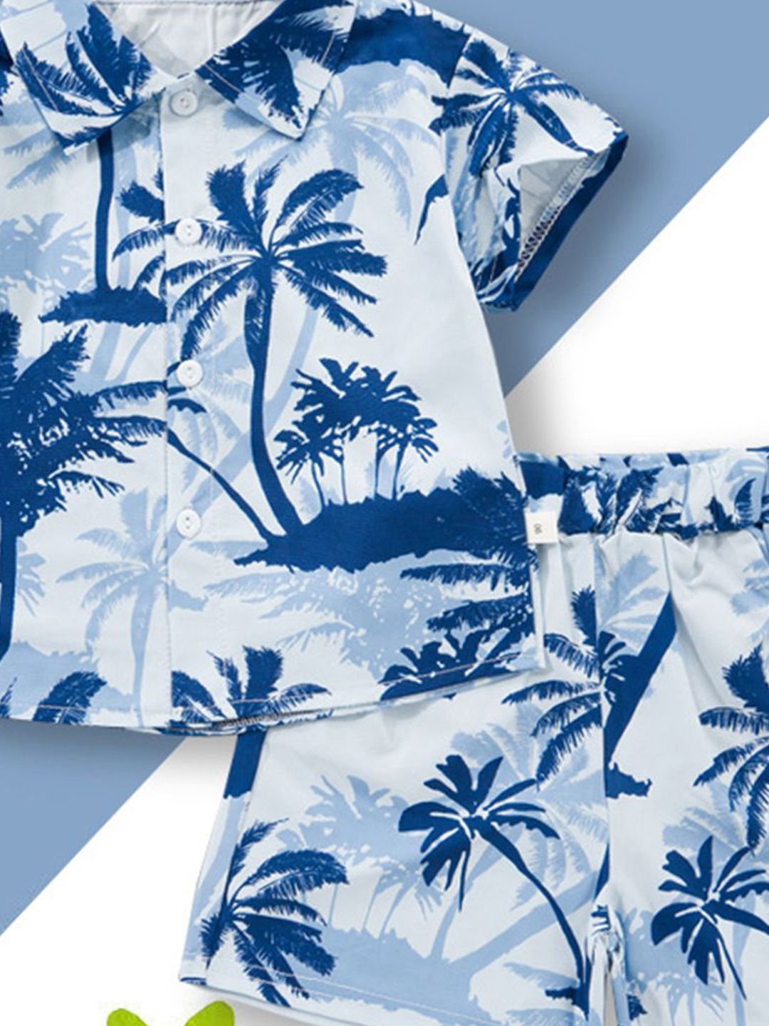 YK Boys Tropical Printed Short Sleeves Shirt With Shorts