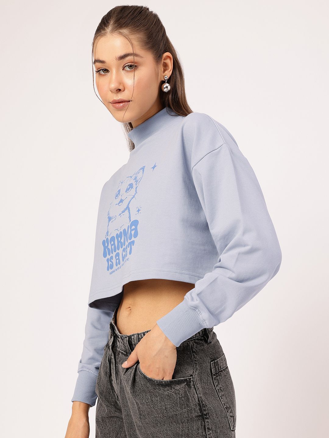 DressBerry Printed Crop Sweatshirt