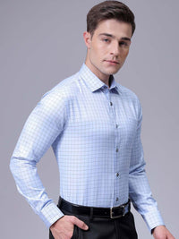 The Indian Garage Co. X Luxe Men Slim Fit Cutaway Collar Grid Tattersall Checked Formal Shirt