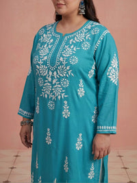 Rumah Wanita Chikankari Kurta Chikankari Sulaman Bunga