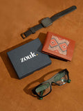 ZOUK Men Geometric Textured Leather Two Fold Wallet