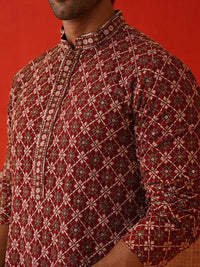 Jompers Men Geometric Embroidered Sequinned Kurta