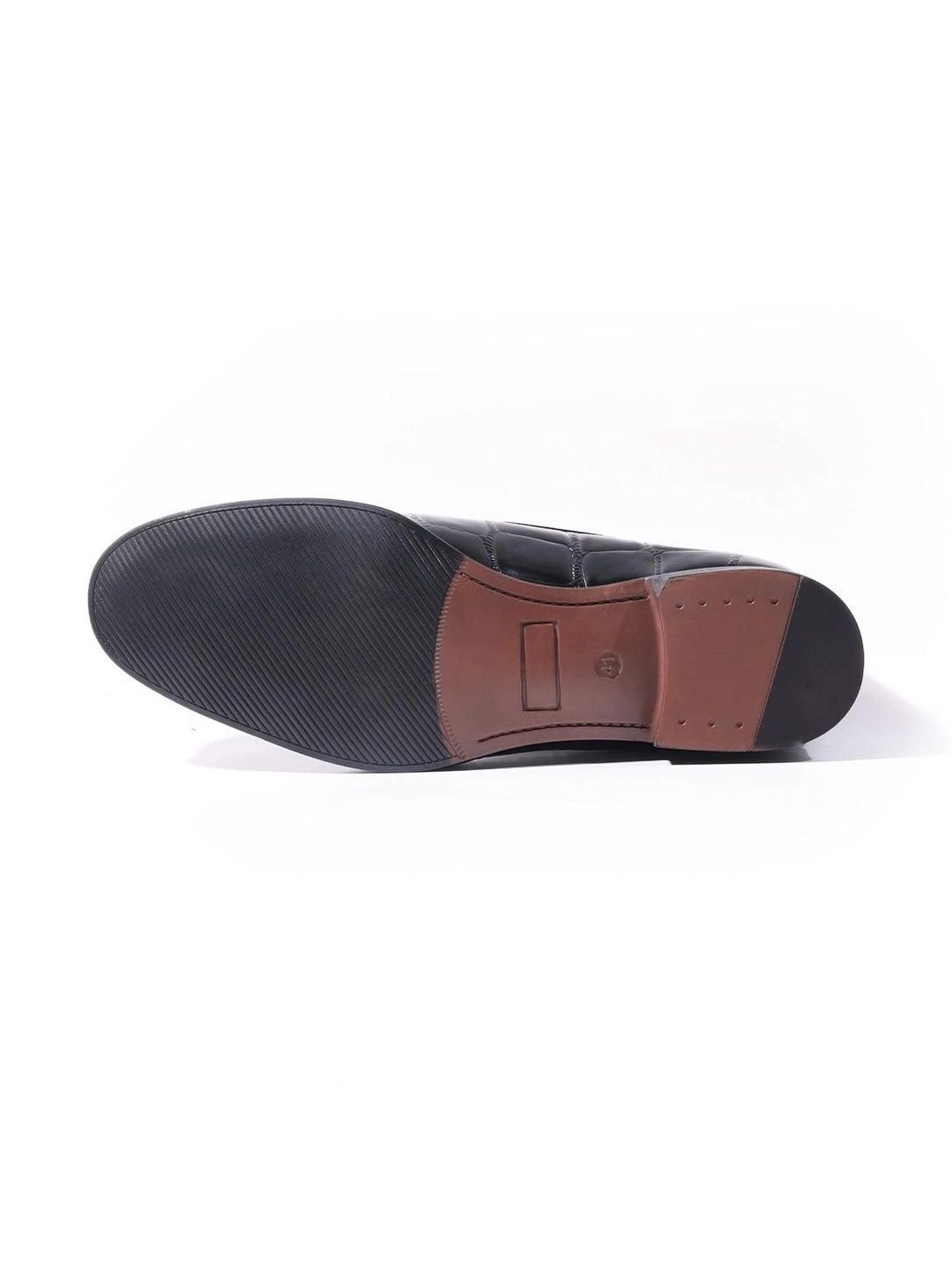 MONKSTORY Black Horsebit Smart Croc-Effect Slip-Os