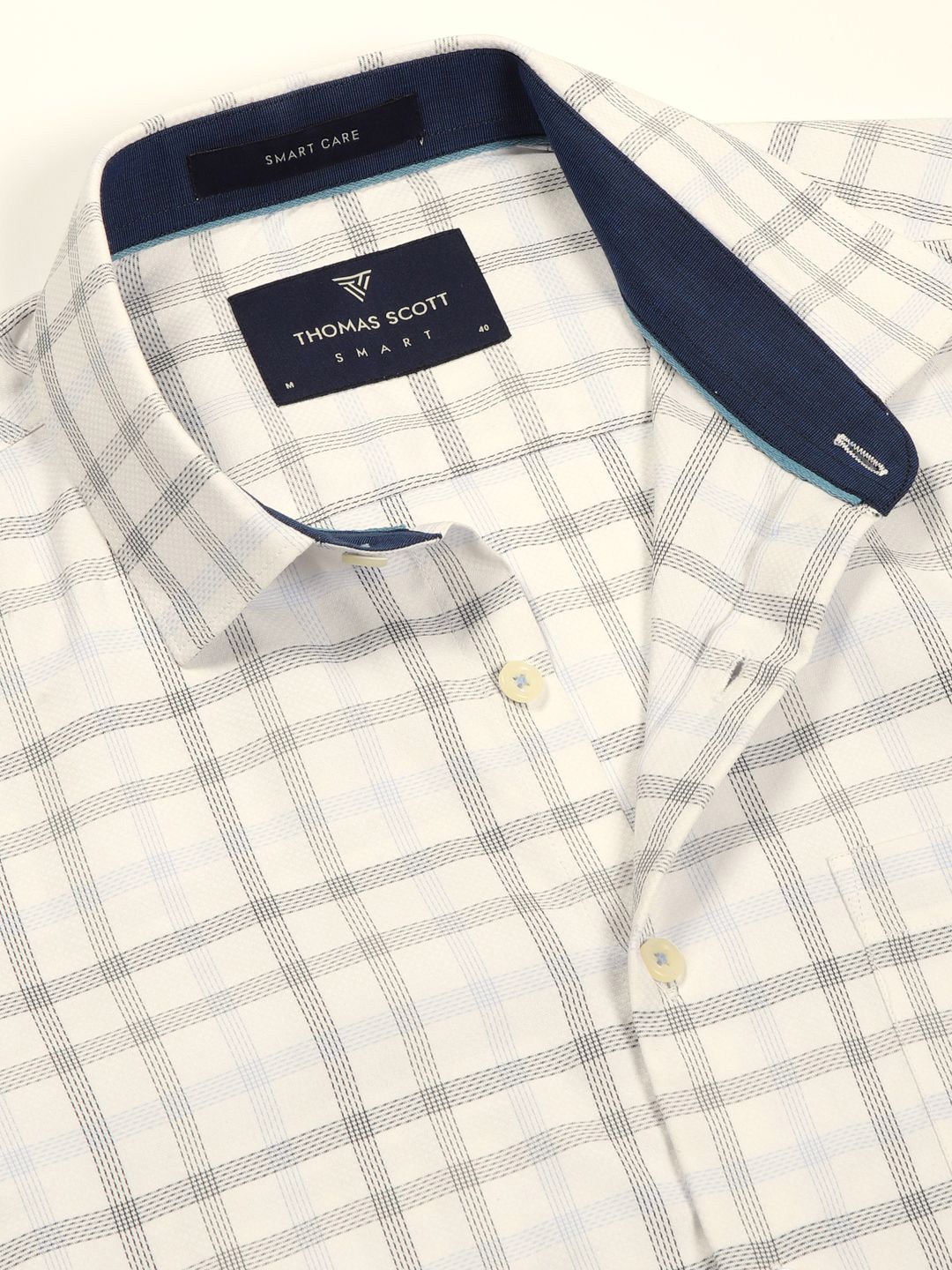 Thomas Scott Men Smart Cutaway Collar Checked Cotton Formal Shirt