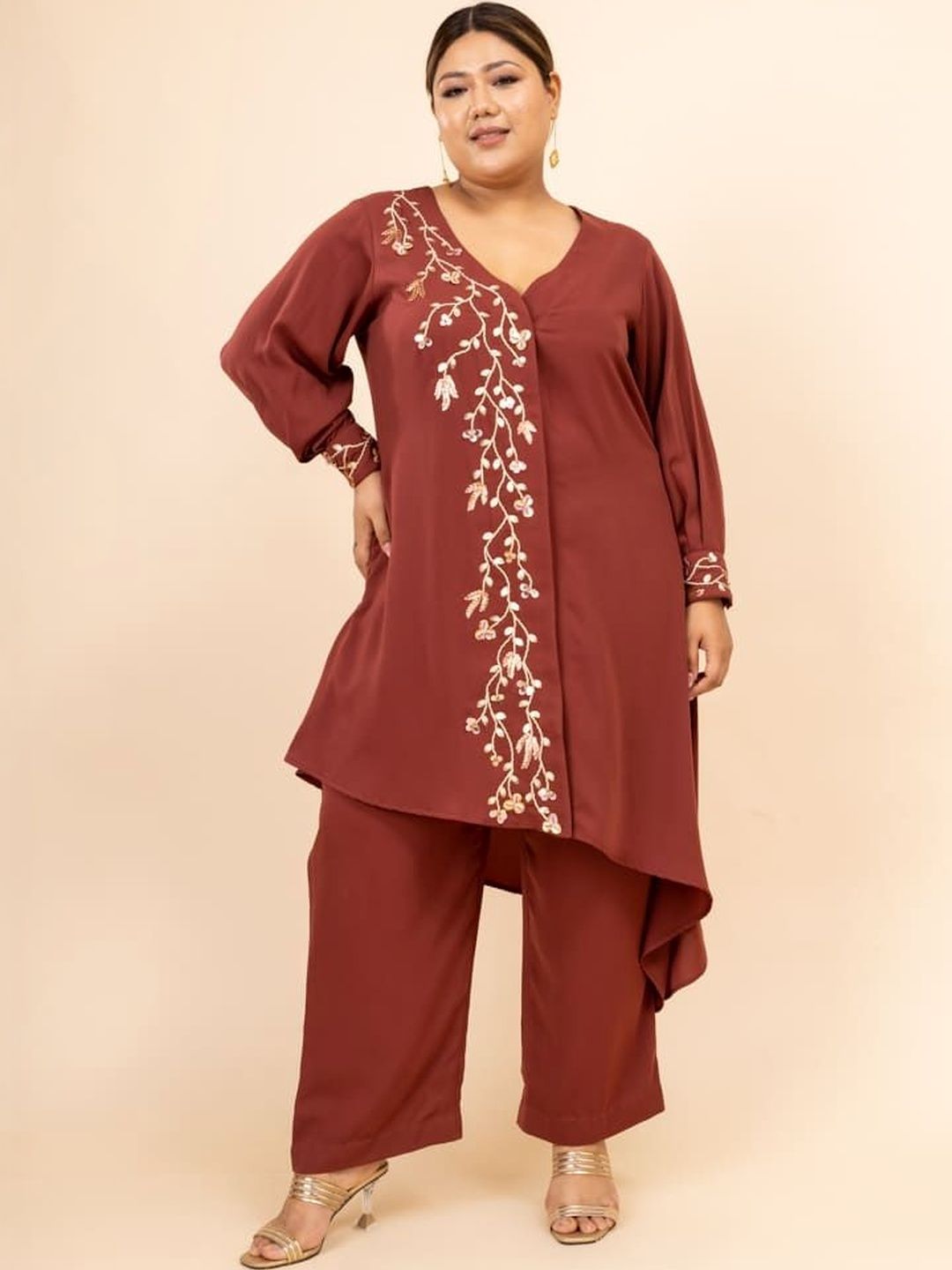 Mamicha Women V-Neck Tunic & Palazzos Co-Ords