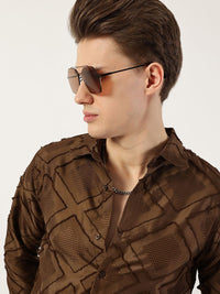 Thomas Scott Men Premium Spread Collar Textured Slim Fit Casual Shirt