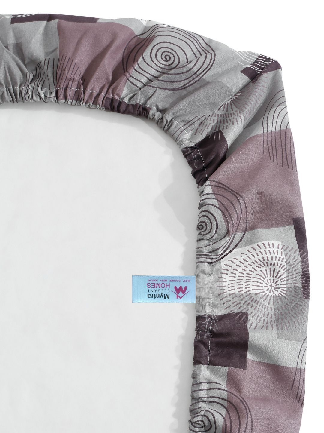 Myntra Elegant Homes Purple & Grey Geometric 400 TC King Bedsheet with 2 Pillow Covers