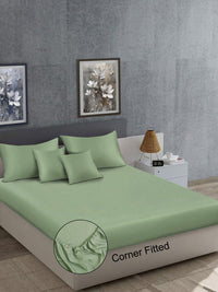 Myntra Elegant Homes Olive Green 400 TC Bedsheet with 2 Pillow Covers