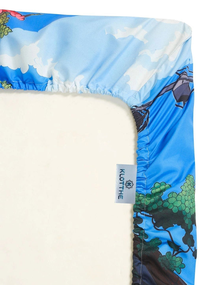 KLOTTHE Blue 400 TC King Bedsheet with 2 Pillow Covers