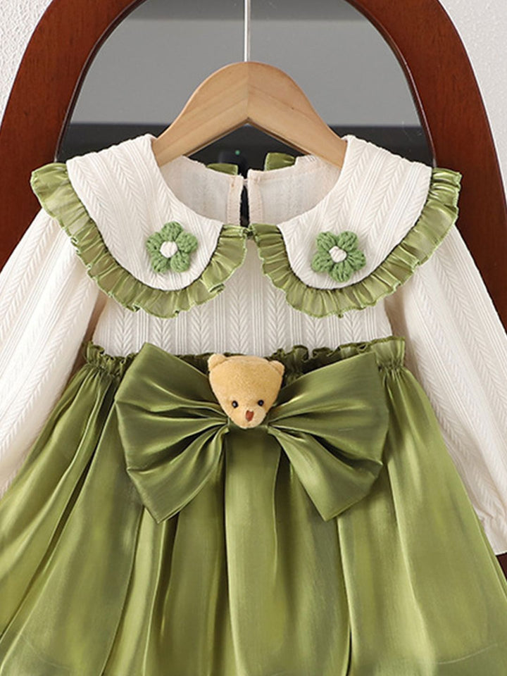 YK Girls Peter Pan Collar Balloon Dress