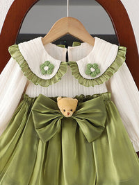 YK Girls Peter Pan Collar Balloon Dress