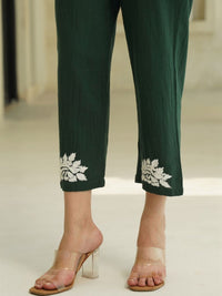 House of Chikankari Green 2 Keping Cotton Solid Tunic dengan Set Co-Ord Seluar