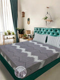 Myntra Elegant Homes Multicoloured Geometric 300 TC King Bedsheet with 2 Pillow Covers