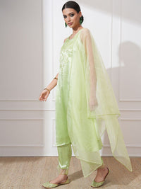 Vishudh Women Ethnic Motifs Embroidered Regular Thread Work Kurta with Trousers & With Dupatta