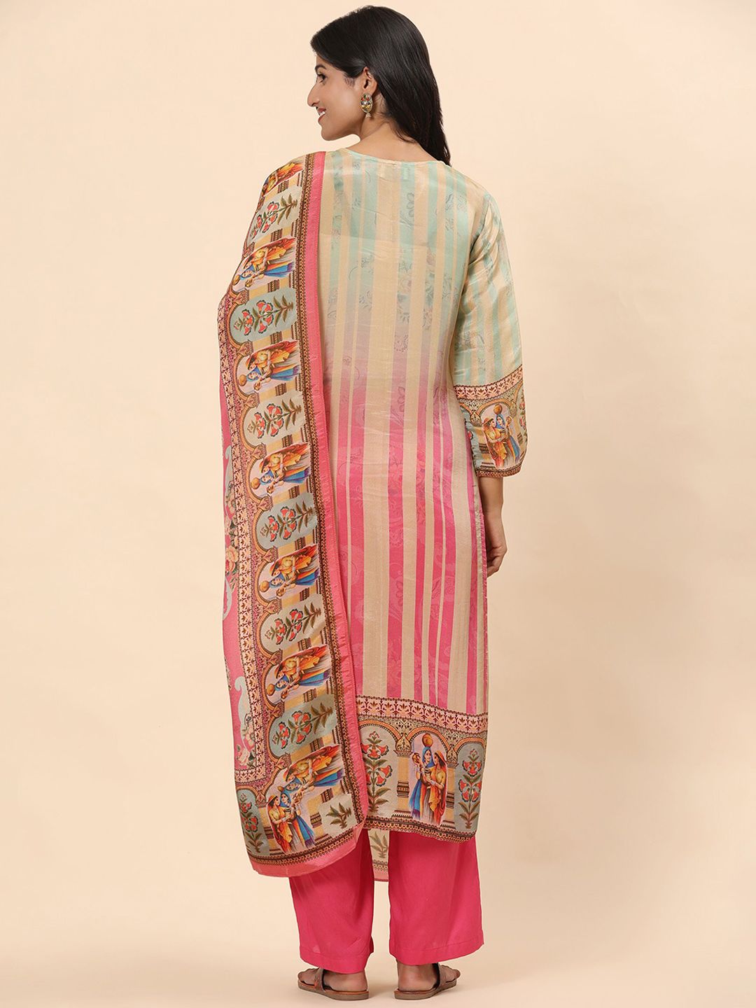 Mamicha Women Floral Printed Regular Pure Cotton Kurti with Palazzos & With Dupatta
