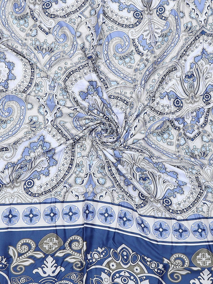 Monte Carlo Blue & White Ethnic Motifs Mild Winter 210 GSM Double Bed Duvet