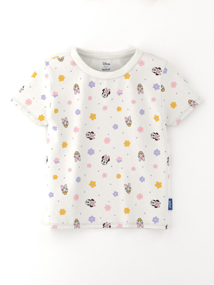 NautiNati Disney Girls Pack of 2 Cotton Minnie Mouse Printed T-shirts