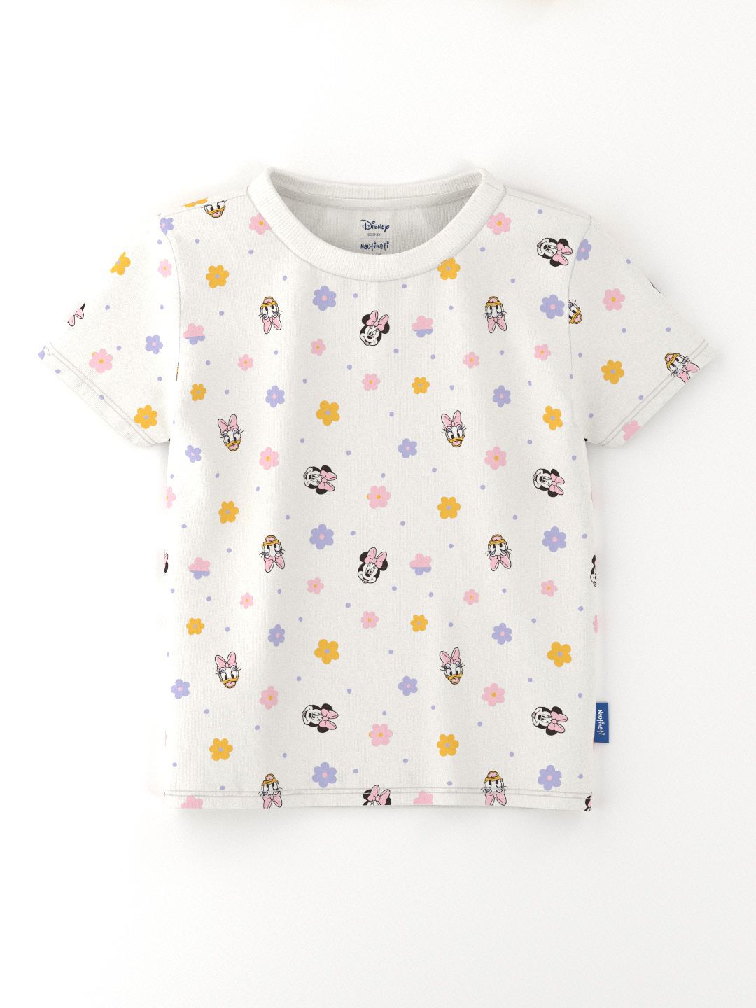 NautiNati Disney Girls Pack of 2 Cotton Minnie Mouse Printed T-shirts
