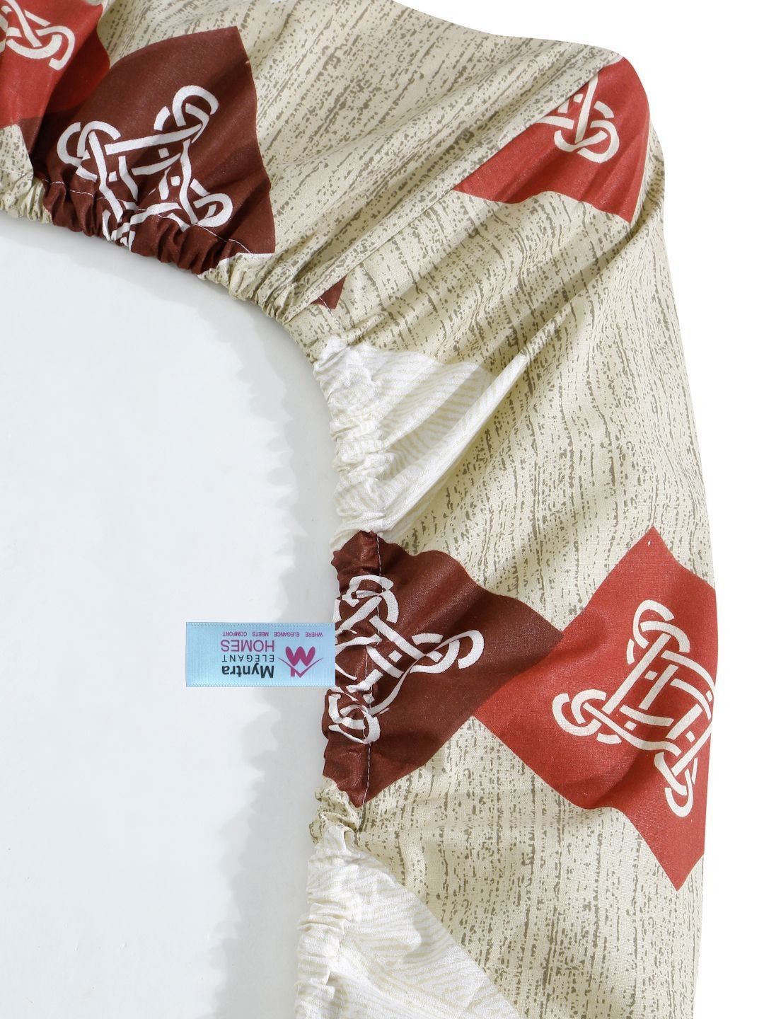 Myntra Elegant Homes Beige Geometric Pure Cotton 400TC Dilengkapi Set Cadar King-2.5mX2.25m