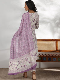 Libas Floral Printed Gotta Patti Pure Cotton Straight Kurta with Trousers & Dupatta