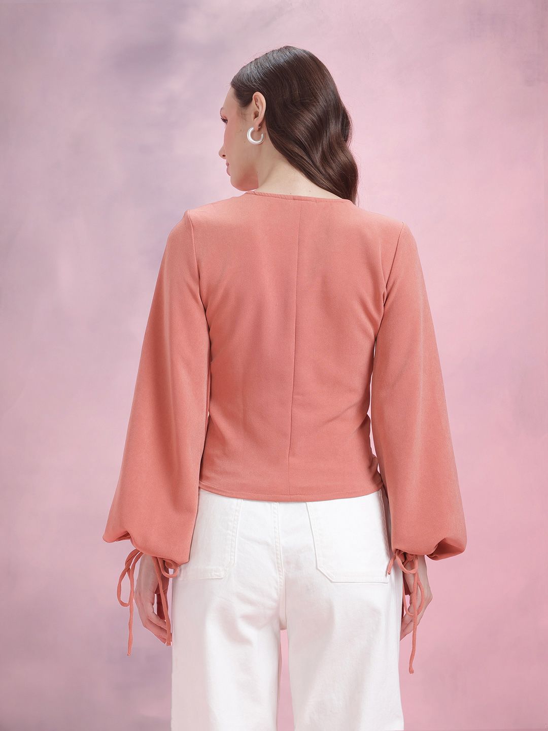 DressBerry Puff Sleeve Ruched Top