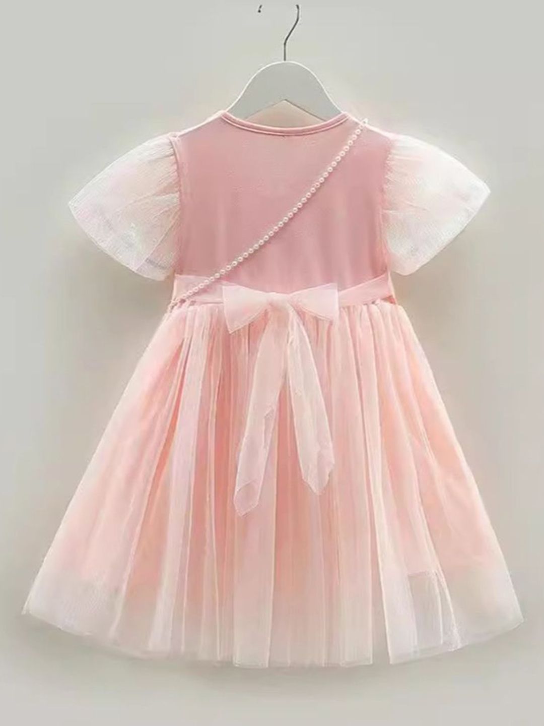 YK Girls Self Design Round Neck Fit and Flare Dress