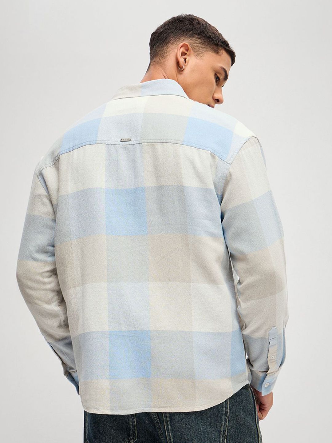 THE BEAR HOUSE Men Checked Slim Fit Cotton Oversized Casual Shirt