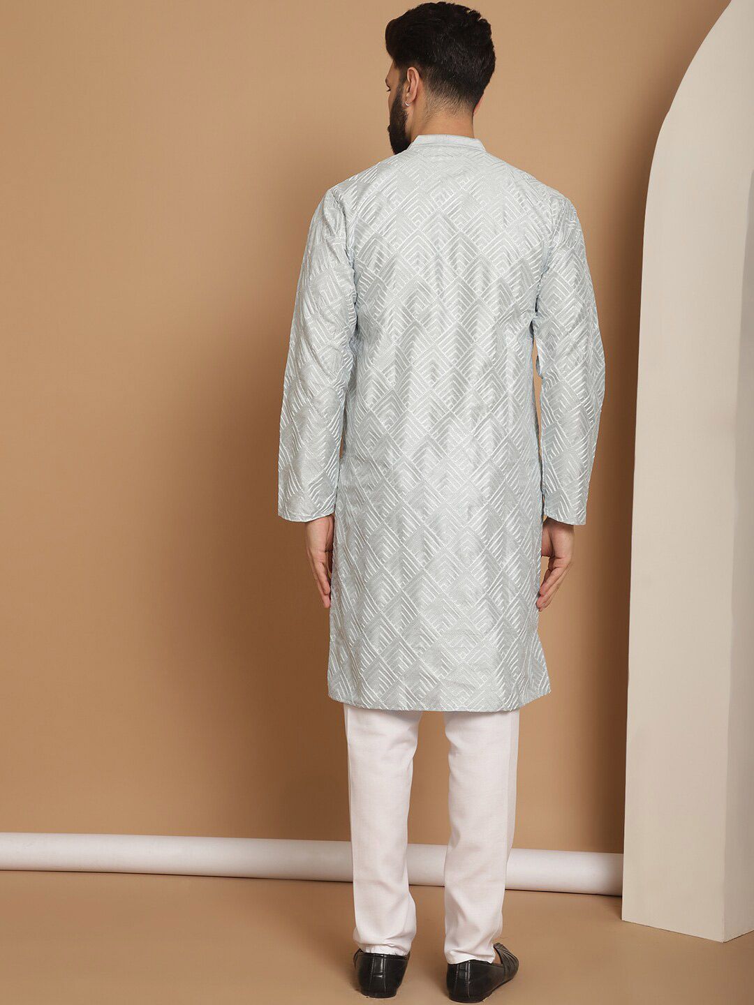 Anouk Geometric Embroidered Straight Kurta with Churidar