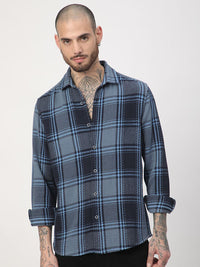 VASTRADO Men Classic Fit Spread Collar Tartan Checked Cotton Casual Shirt