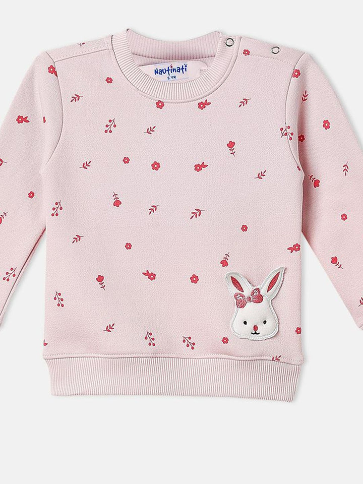 Nauti Nati Infant Girls Cat Applique Sweatshirt and Joggers Fleece Co-Ord Set