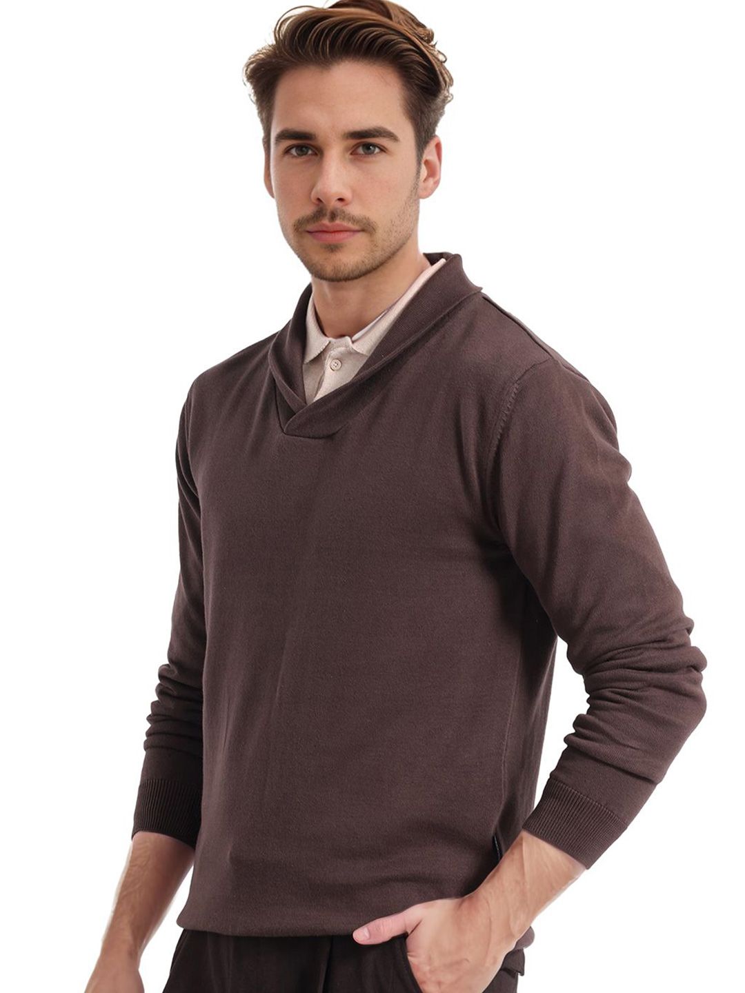 RARE RABBIT Men Solid Pullover Cotton Sweater