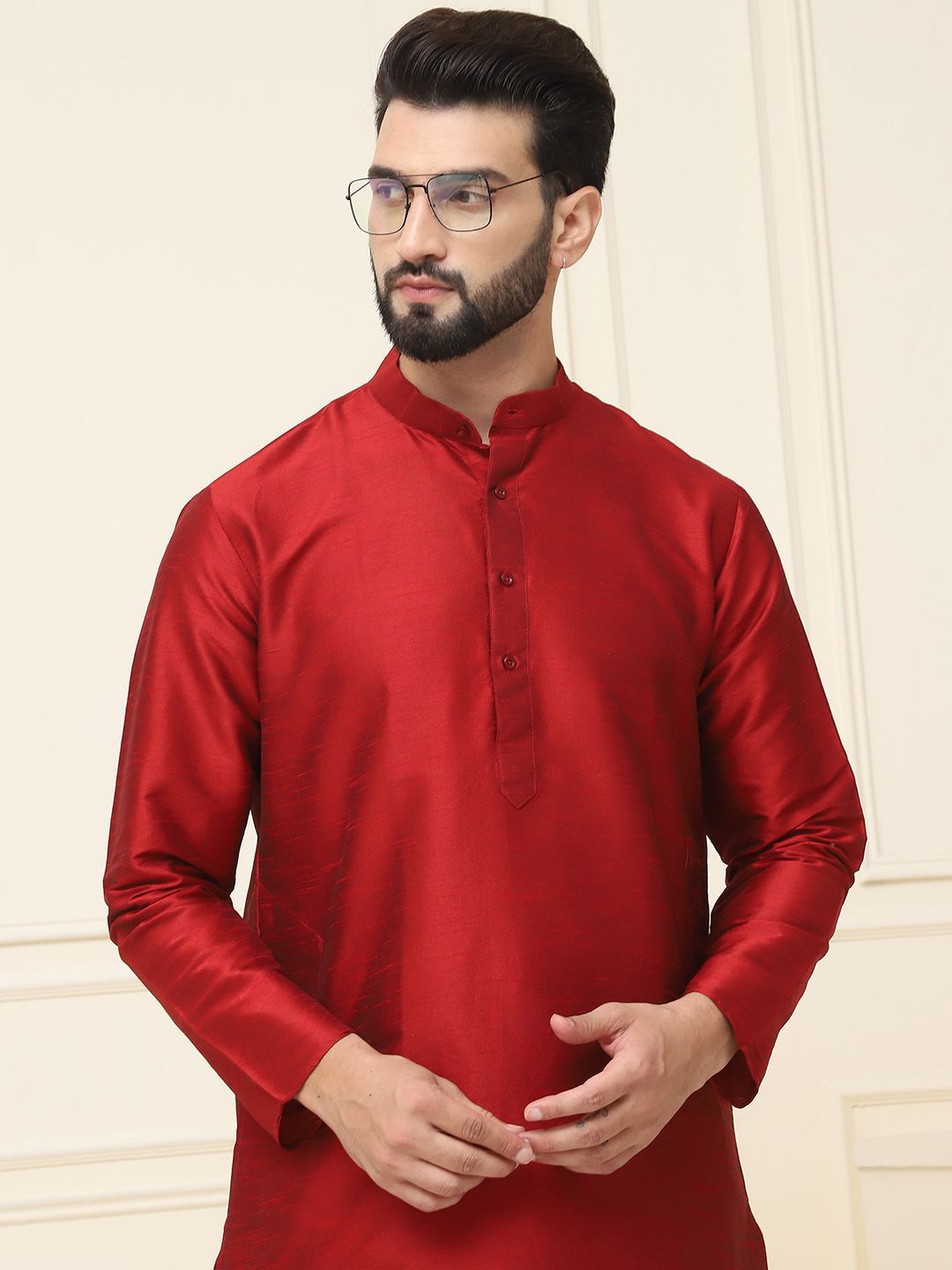 SOJANYA Mandarin Collar Straight Kurta With Churidar