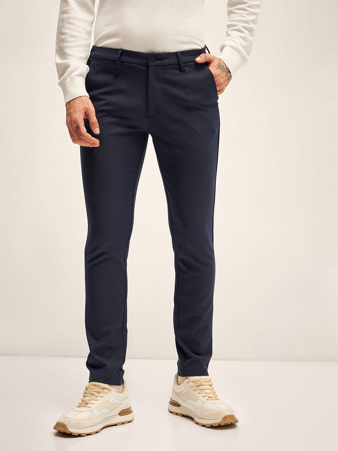 THE BEAR HOUSE Men Slim Fit Chinos Trousers