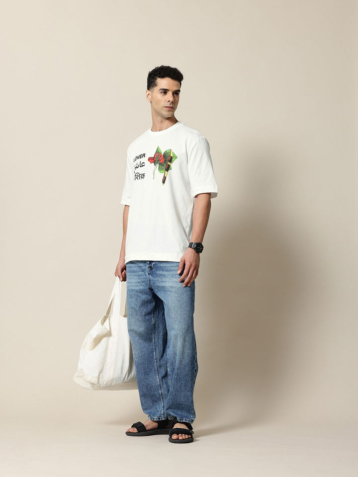 Mr Bowerbird Drop-Shoulder Sleeves Ashiq Print Oversized T-shirt