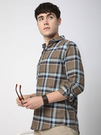 VASTRADO Men Classic Slim Fit Opaque Checked Casual Shirt