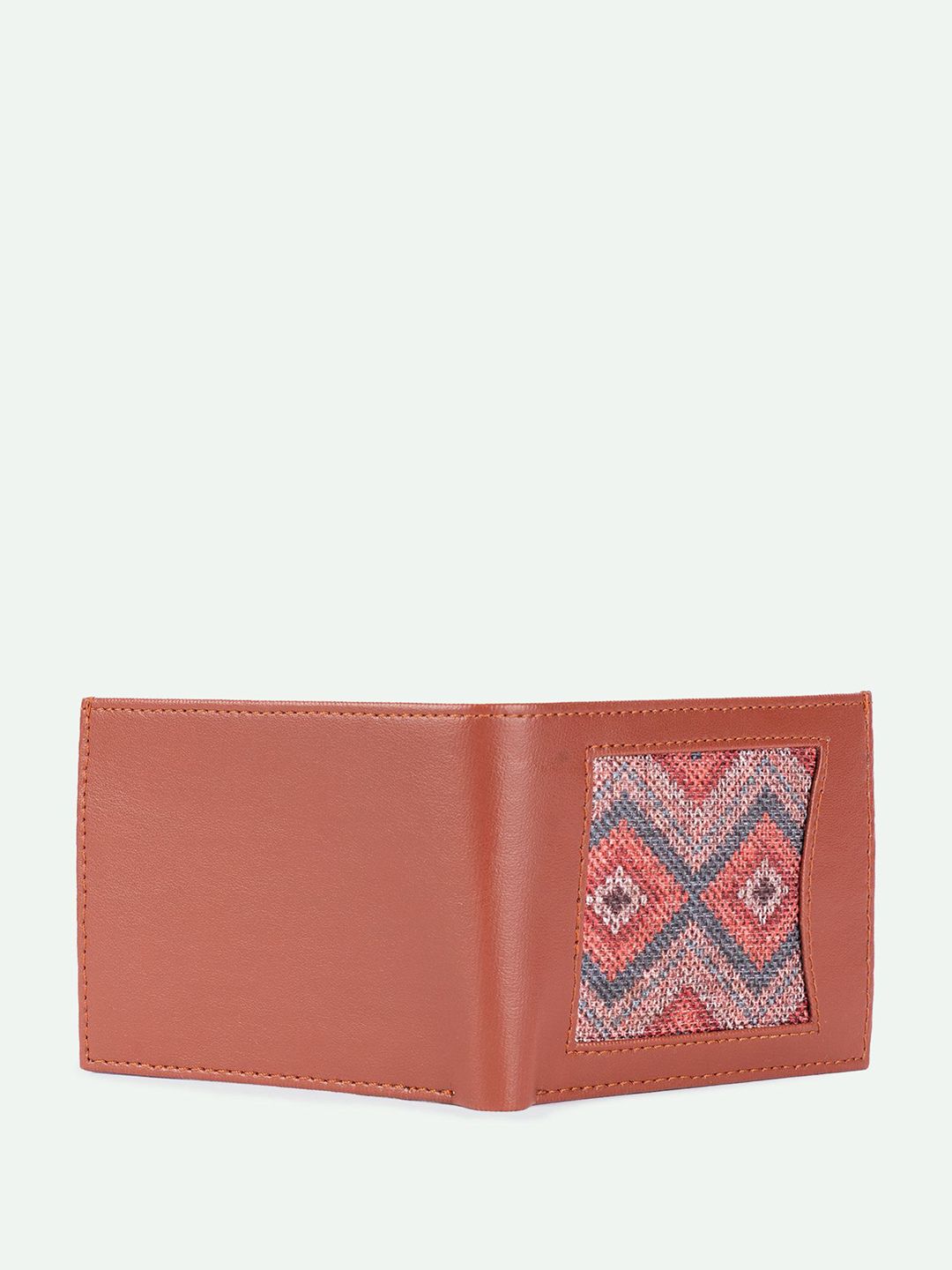 ZOUK Men Geometric Textured Leather Two Fold Wallet
