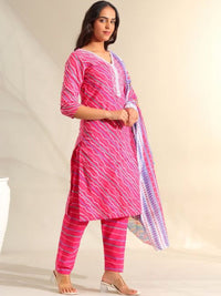 Mamicha Women Ethnic Motifs Printed Regular Mirror Work Pure Cotton Kurta with Trousers & With Dupatta
