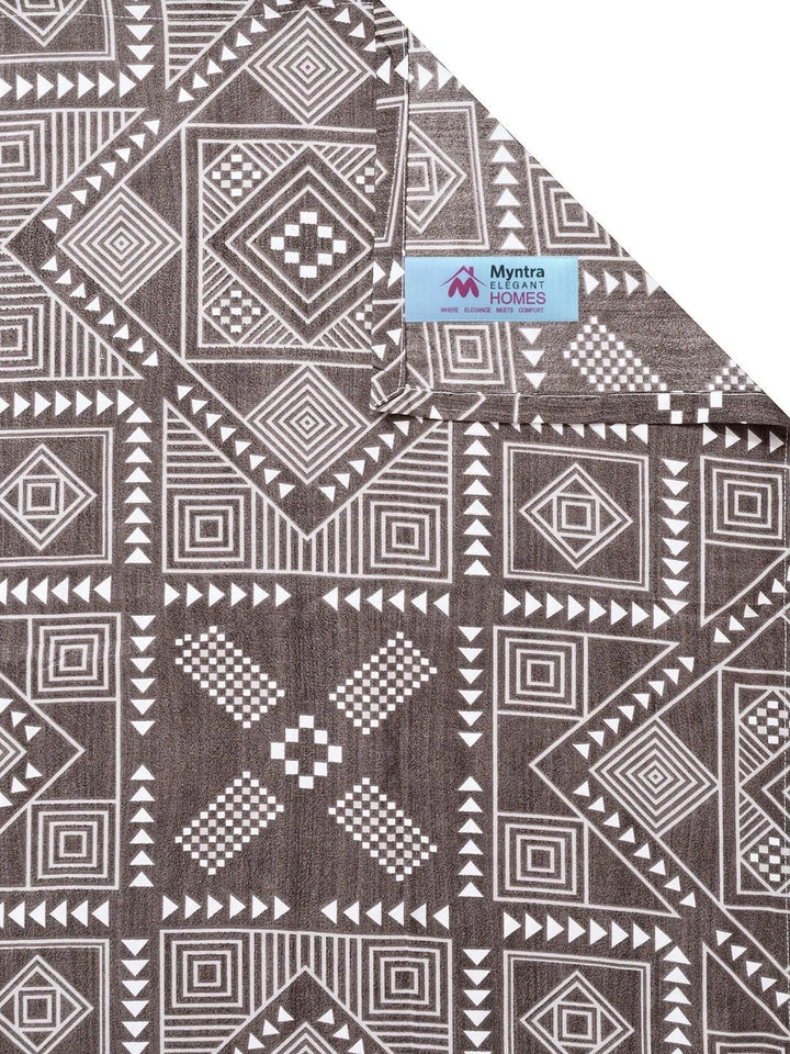 Myntra Elegant Homes Brown & White Geometric 300 TC Single Bedsheet with 1 Pillow Covers